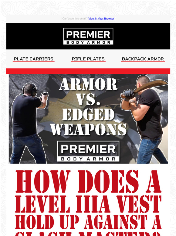 Premier Body Armor Level IIIA Armor Vs. Edged Weapons Milled