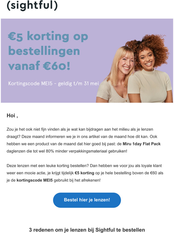 Milieubewust lenzen dragen + 5 korting!