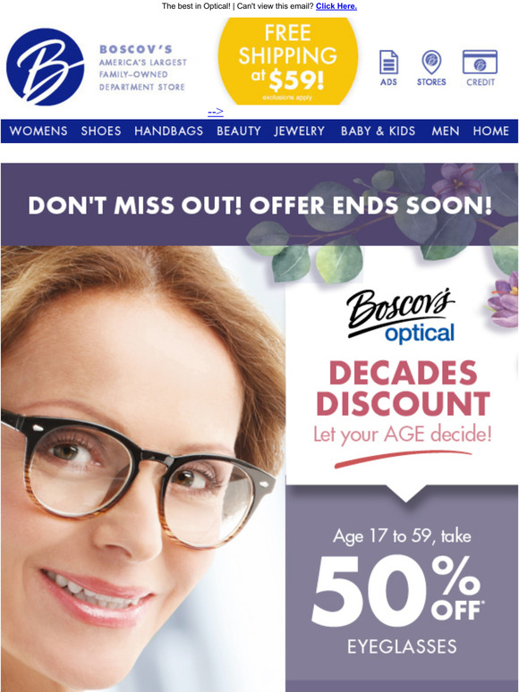 Boscov's ENDS SOON Boscovs Optical Decades Discount Milled