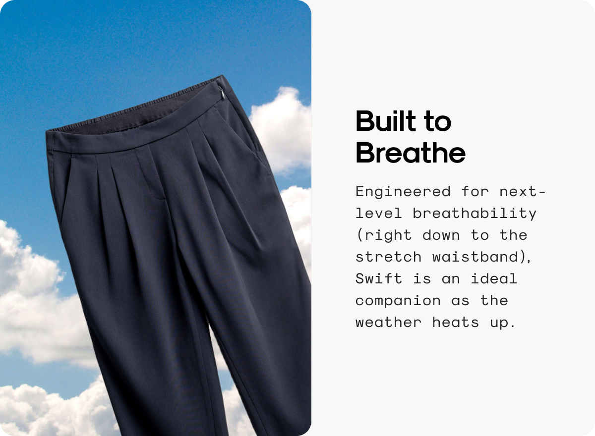 Ministry of Supply Breathe easy Swift Drape Pant has returned Milled