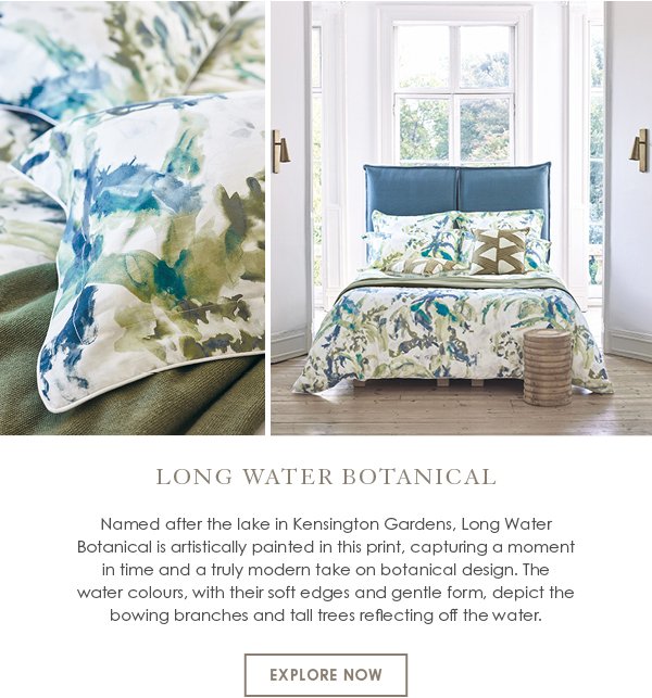 Zoffany Long Water Botanical Bedding in Serpentine/Prussian