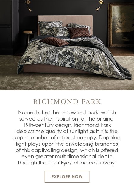Zoffany Richmond Park Bedding in Charcoal