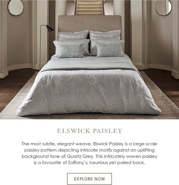 Zoffany Elswick Paisley Bedding in Quartz Grey