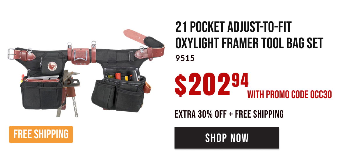 Occidental Leather Adjust to Fit OxyLight Framer Tool Bag Set. $202.94 with promo code OCC30