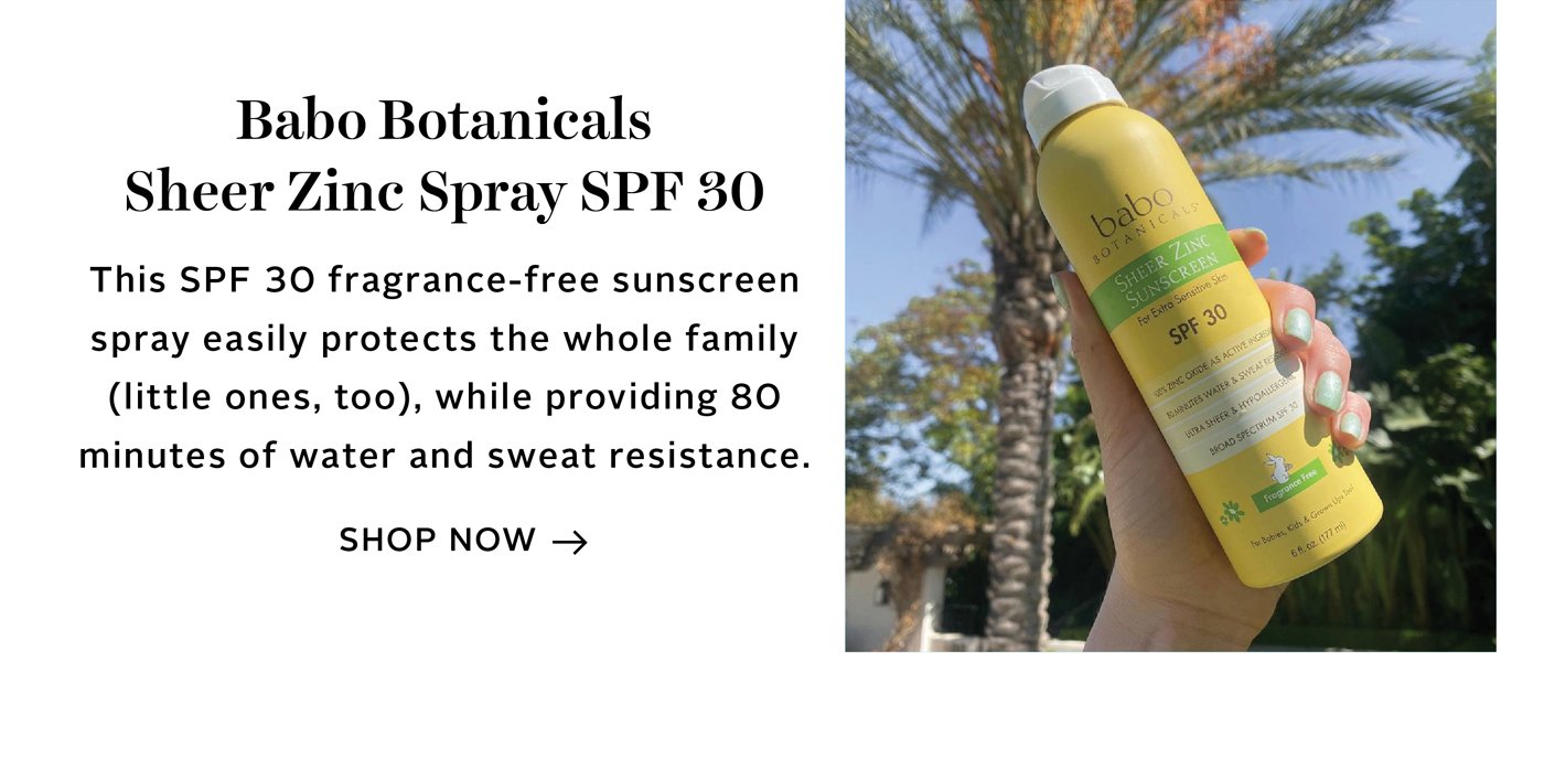Babo Botanicals Sheer Zinc Continuous Spray Sunscreen SPF 30