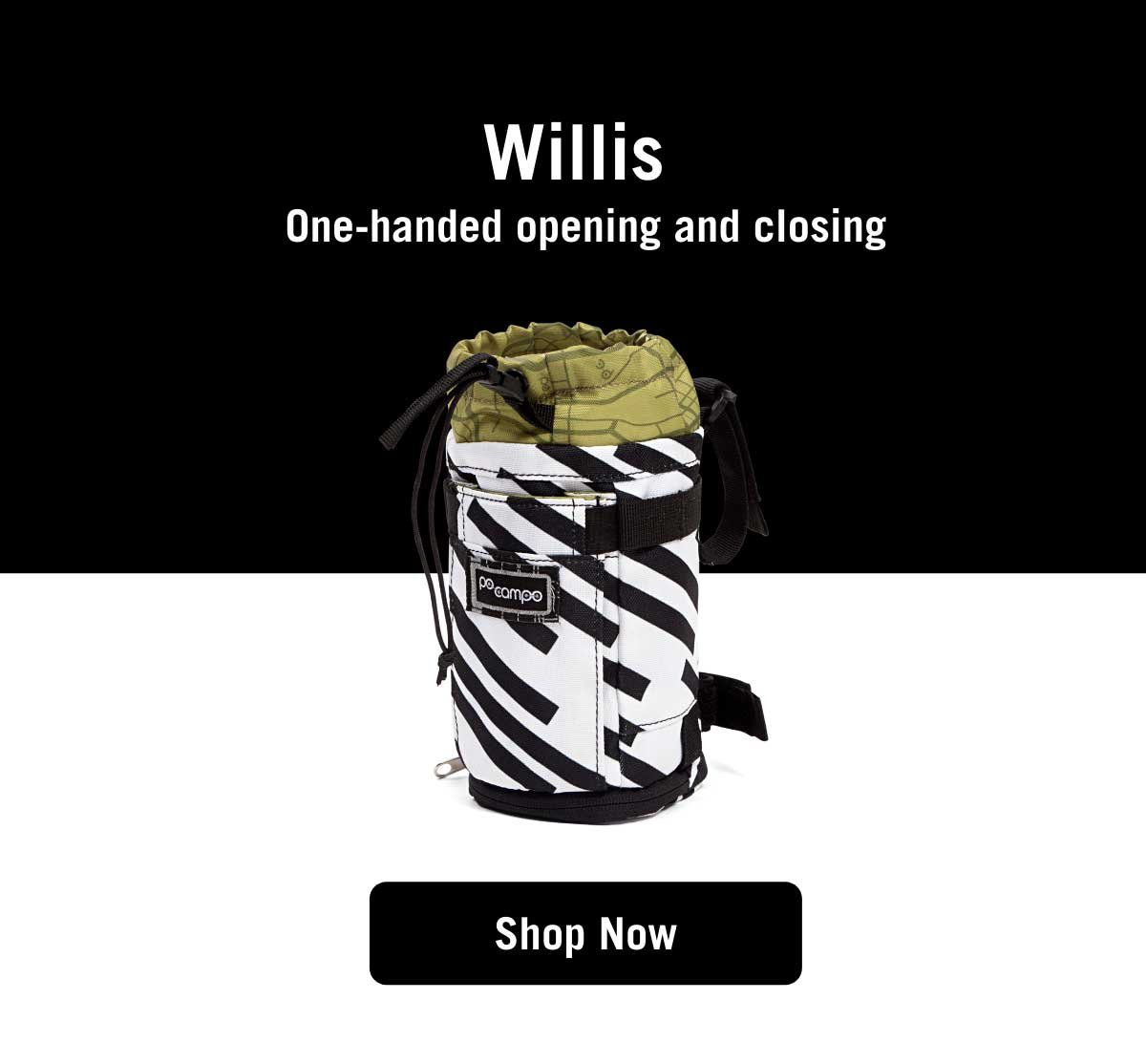 Willis. One-handed opening and closing.