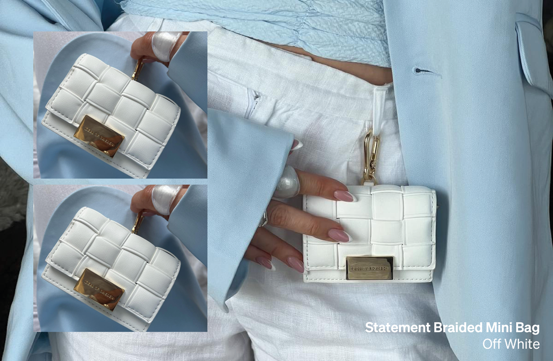 Statement Braided Mini Bag Off White