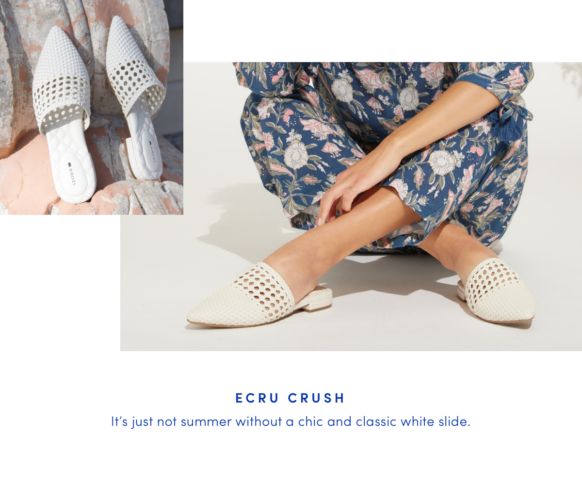 ECRU CRUSH It's just not summer without a chic and classic white slide.