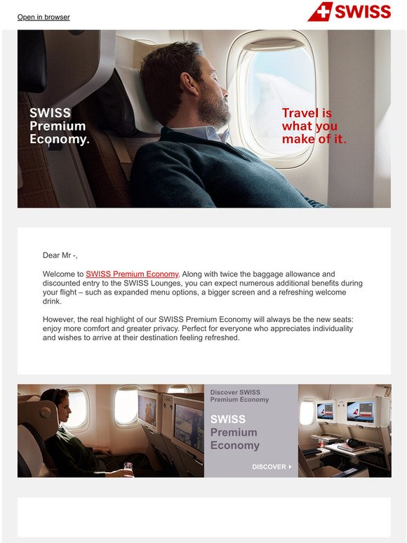 SWISS Premium Economy - A travel-class of its own