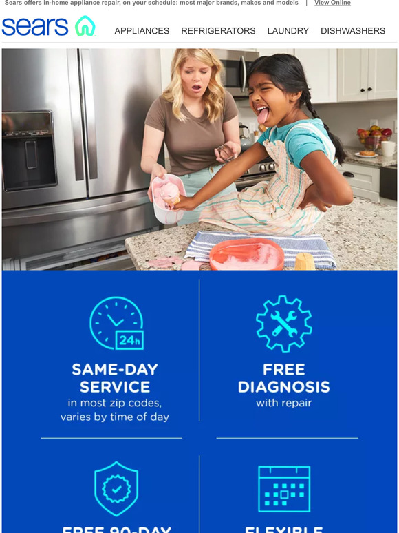 Sears Broken Today, Fixed Tomorrow Appliance Repair Appointments