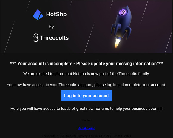 *** IMPORTANT!! Your account is incomplete***