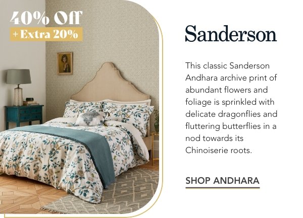 Sanderson Andhara Bedding in Teal & Cream