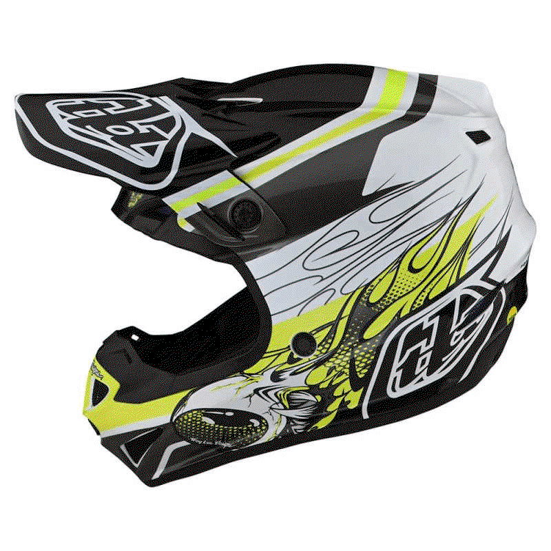 Casque cross Troy Lee Designs SE4 Polyacrylite Skooly noir jaune 2022
