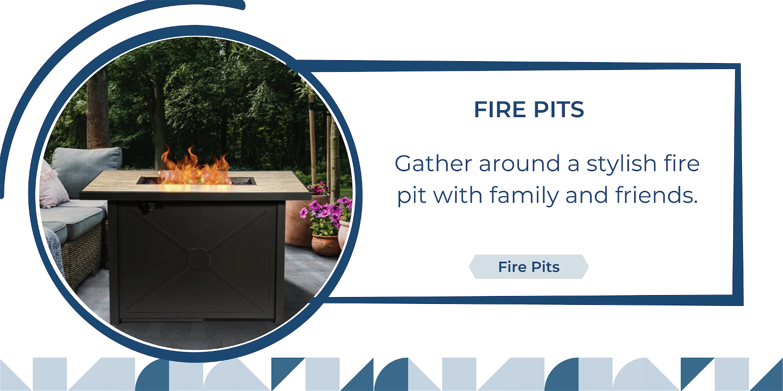 Gather around a stylish fire pit with family and friends. Brown Outdoor firepits sits in the center of a patio surrounded by patio furniture.