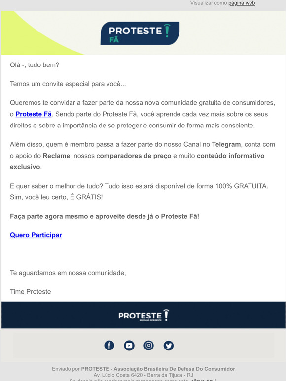 [Convite Gratuito] Faa parte do Proteste F