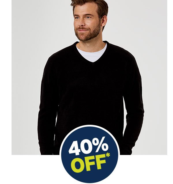 40&percnt; Off ALL Men's Knitwear & Long Sleeve Shirts *Excludes Business Shirts 