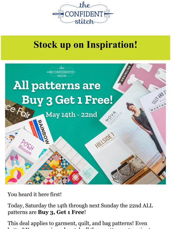 Buy 3 patterns, get 1 free!