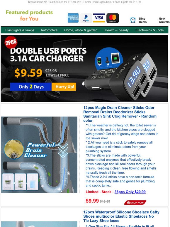 Clearance Sale!2PCS Double USB Ports 3.1A Car Cigarette Charger Just $9.59.