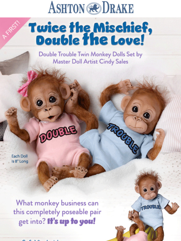 Twin Baby Monkey Dolls Are a Barrel Full Of Love