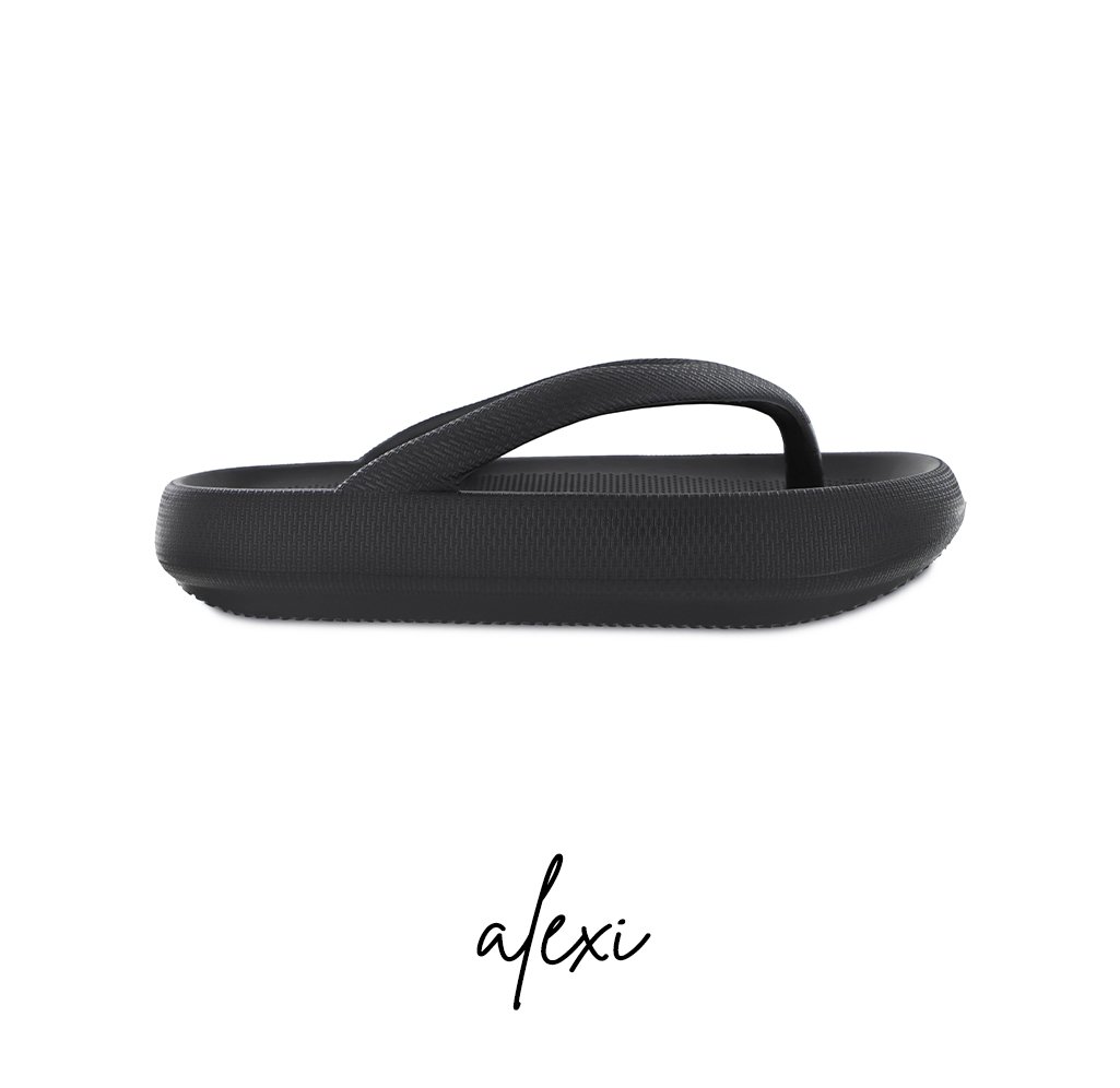 black rubber thong sandal