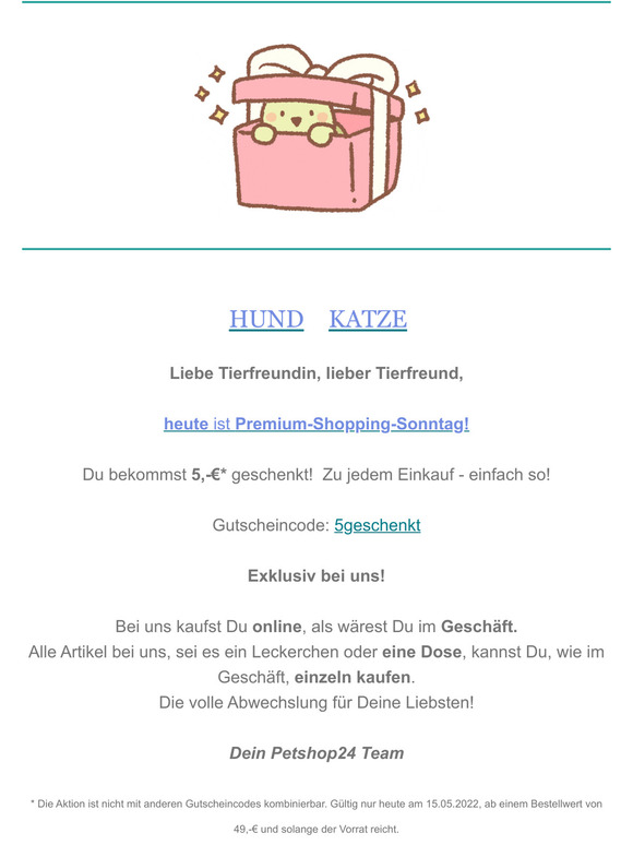   5,- Premium Gutschein - exklusiv nur heute fr Dich