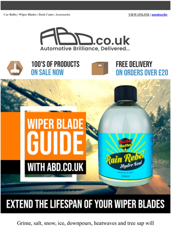 Extend The Lifespan Of Your Wiper Blades With ABD.co.uk......