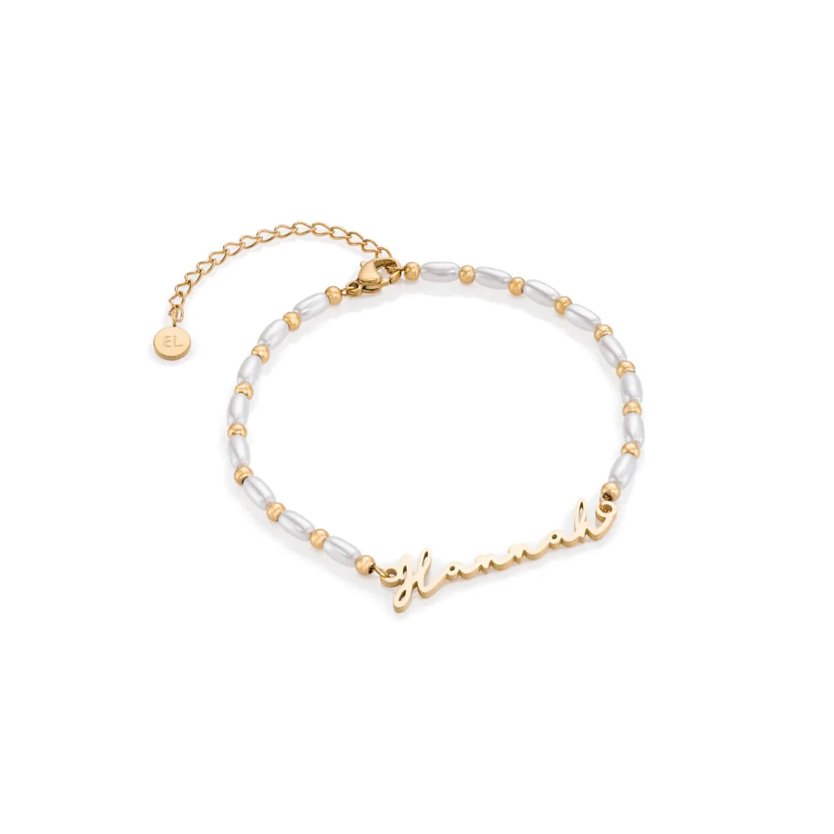 Image of Pearl Chain Signature Name Bracelet (Gold)