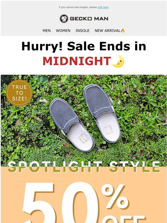 Ends Midnight  50% OFF On Your Order