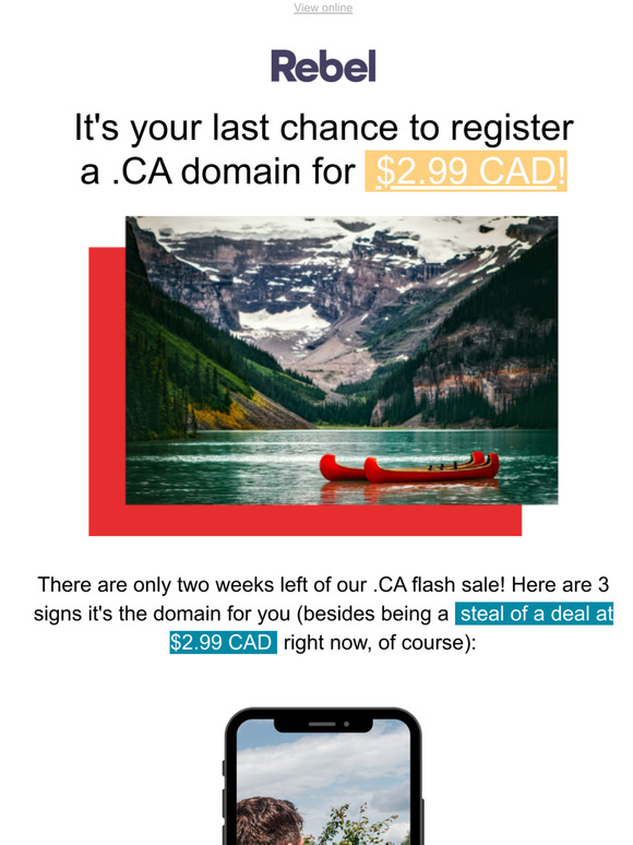 Only two weeks left of Rebel's .CA domain sale!