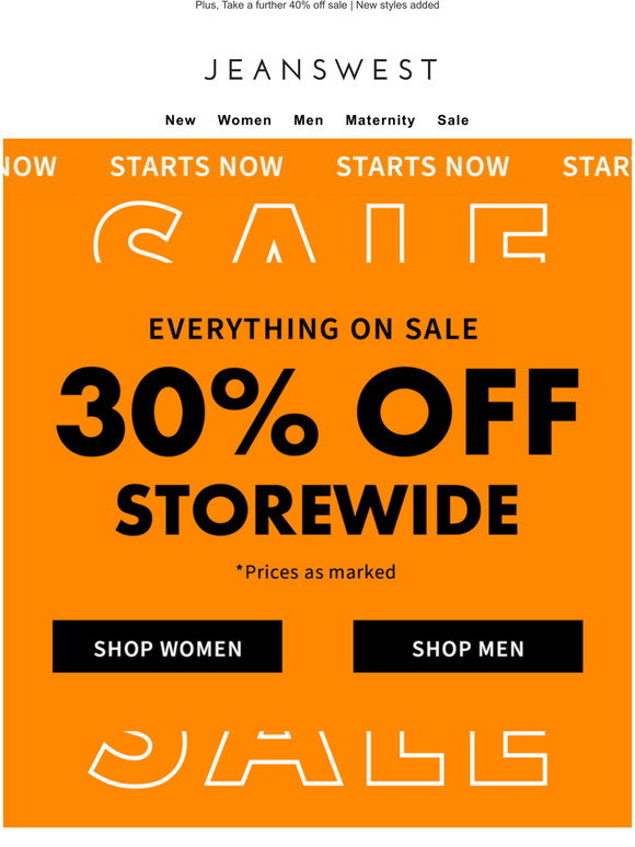 Jeanswest: Afterpay day sale on now 