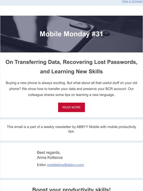 Mobile Monday #31: On Transferring Data, Recovering Lost Passwords, and Learning New Skills