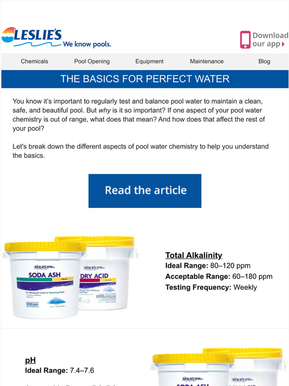 Leslie's Pool Supply Pool Chemistry 101 The basics for PERFECT water