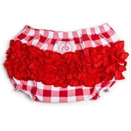 Image of Red Picnic Gingham Diaper Cover for Girls by Ruffle Buns