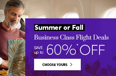 Business Class Flight Deals up to 60%*OFF