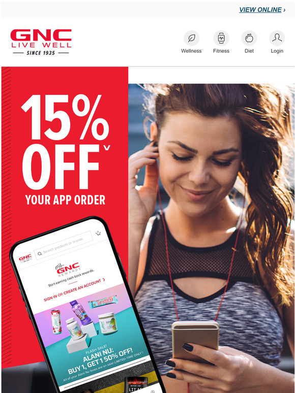 GNC AppExclusive 15 off your order! Milled