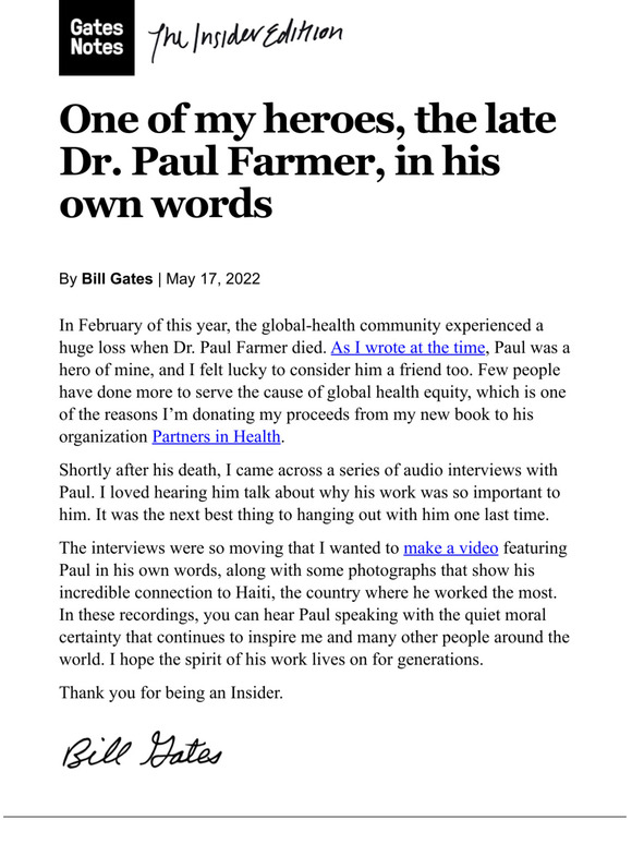 One of my heroes, the late Dr. Paul Farmer, in his own words