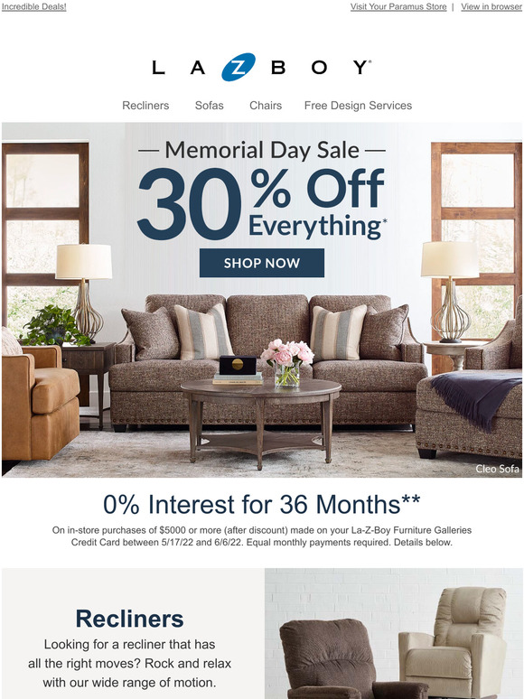 La Z Boy MEMORIAL DAY SALE Starts Now Milled