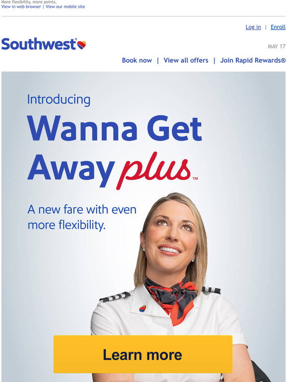 Southwest NEW Wanna Get Away Plus fares! Milled