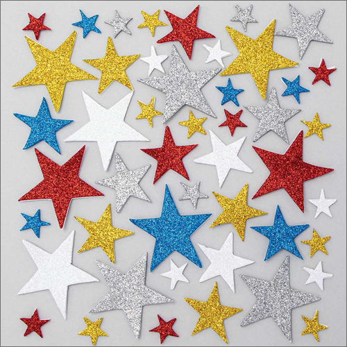 Platinum Jubilee Glitter Star Foam Stickers