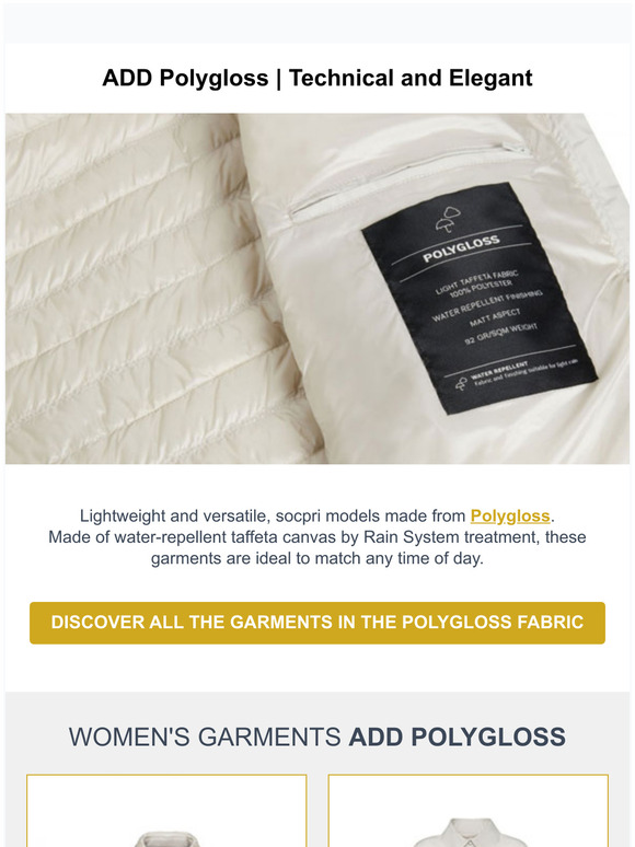 add | Discover the versatility of Polygloss add fabric: stylish, lightweight and water-repellent