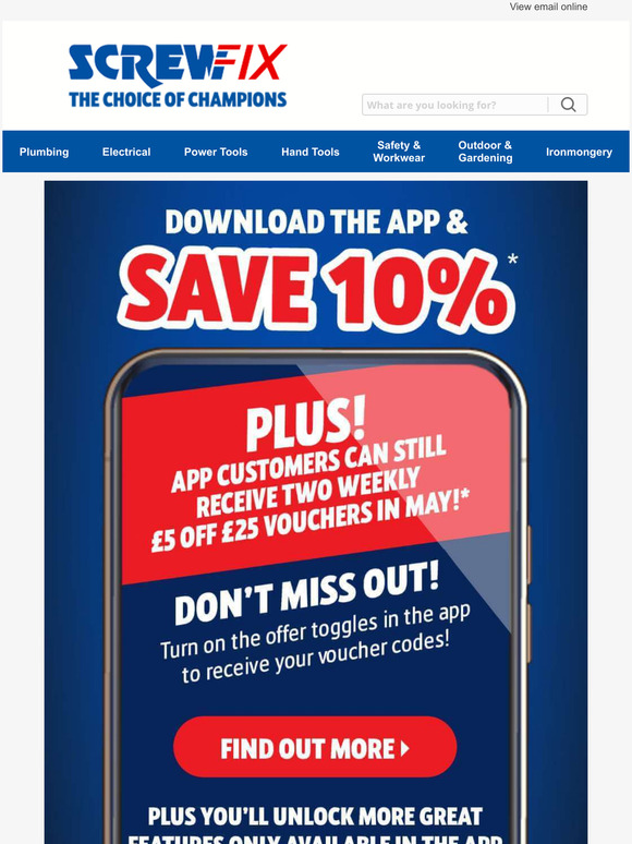 Screwfix Download the Screwfix App and SAVE 10*! Milled