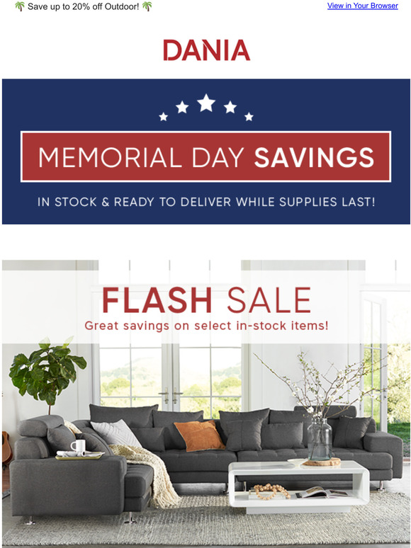 Dania Furniture Memorial Day Savings Start NOW! Milled