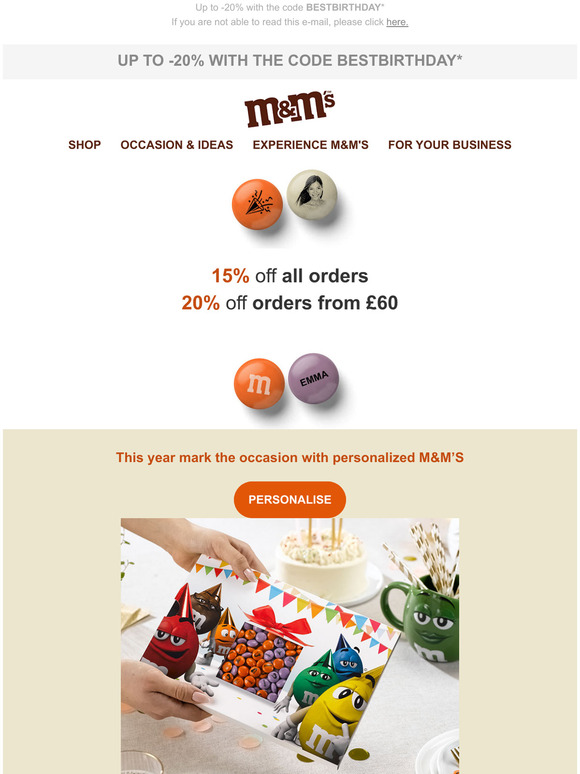 Personalized M&M'S from MyMMs.com (50% Off). Two Options Available.