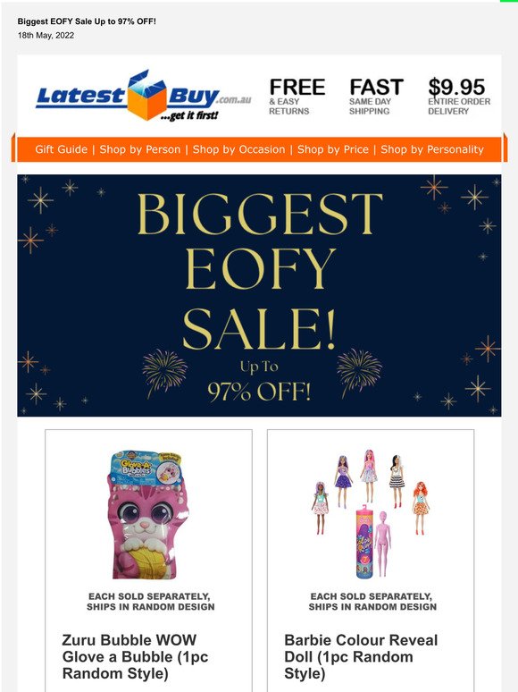 Biggest EOFY Sale Up to 97% OFF!