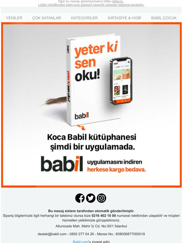 Babil Mobil Uygulamas kt! Mobil Alverilerinizde Kargo Bedava!