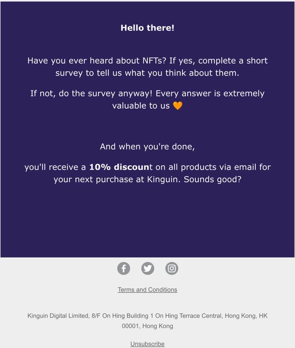 10% OFF for one small survey? 