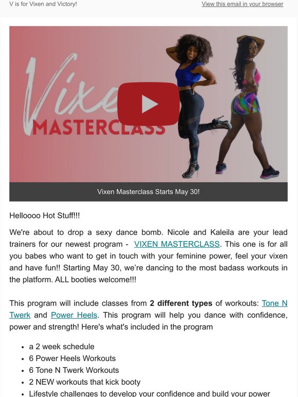 Vixen Masterclass w/ Nicole and Kaleila Starts May 30!