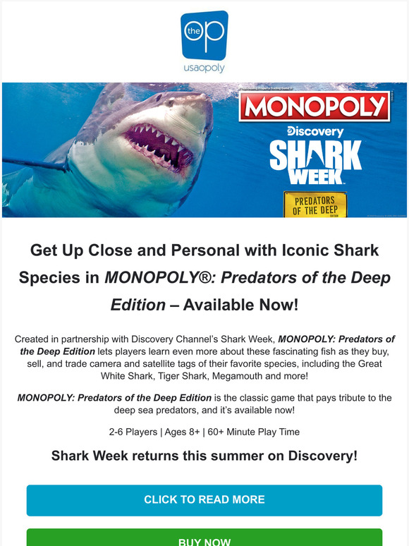 Shark Week Predators of the Deep Monopoly Edition