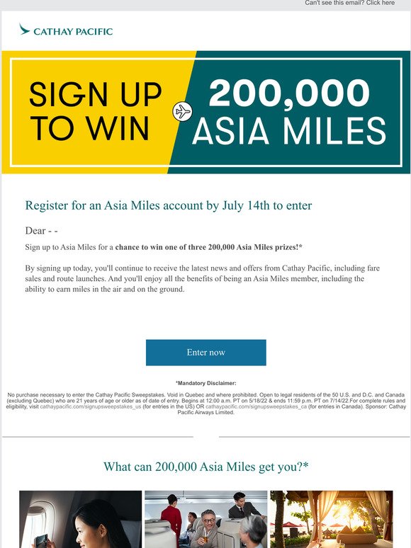 Your chance to WIN 200,000 Asia Miles
