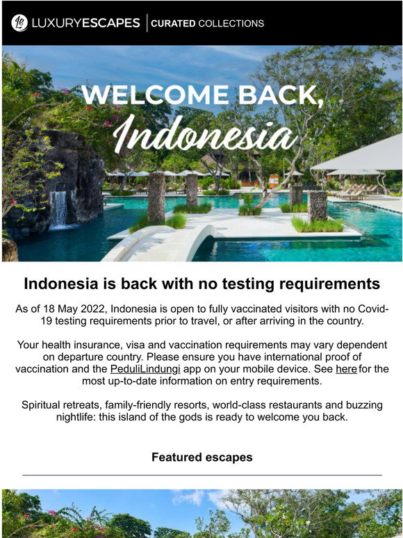 Indonesia is Back! Fully Vaccinated Travellers Can